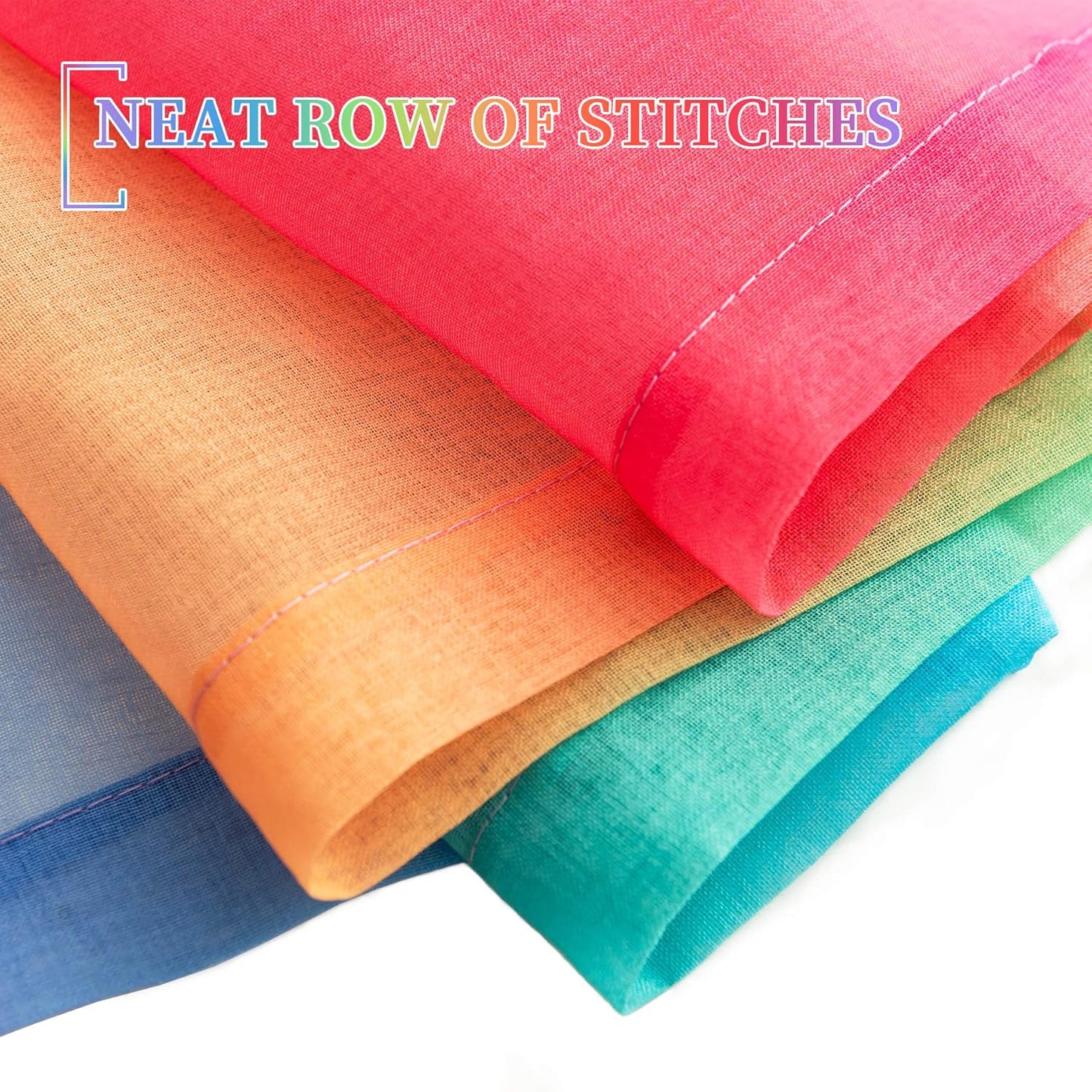 Rainbow Ombre Faux Linen Texture Semi Sheer Gauze Voile Drapes